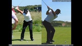 Jon Rahm golf swing  Long Iron faceon amp downtheline July 2017 [upl. by Ocnarfnaig]