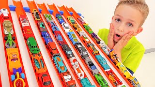 Niki play with Hot Wheels cars and playsets  Collection video with Toy cars [upl. by Nyluqcaj]