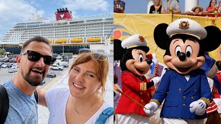 Spring Break Disney Fantasy Cruise Embarkation Day Family Oceanview Deluxe Room Tour amp Royal Court [upl. by Sirraj]