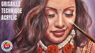 Easiest Acrylic Portrait Painting Tutorial  Grisaille painting technique by Debojyoti Boruah [upl. by Jeromy101]