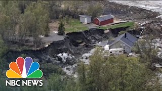 Watch Landslide Sweep Houses Into Sea Off Norway  NBC News [upl. by Airoled]