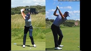 Justin Thomas golf swing  Long Iron faceon amp downtheline July 2017 [upl. by Nos]