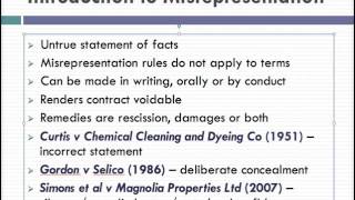 Misrepresentation Lecture 1 of 4 [upl. by Salvadore]