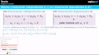 Vetores Linearmente Independentes  Vetores Linearmente Dependentes [upl. by Wimsatt]