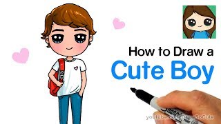 How to Draw Cute School Boy Easy [upl. by Aikehs395]