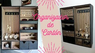 ORGANIZADOR DE CARTON PARA JOYERIA Y ACCESORIOS DE PARED  DIY CARDBOARD JEWELRY ORGANIZER [upl. by Keligot]